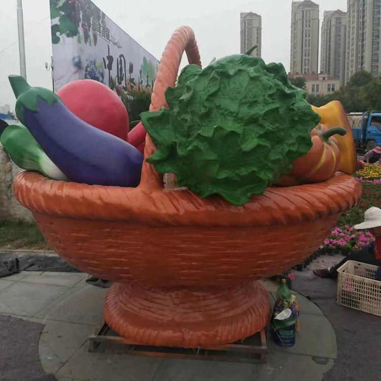 果篮雕塑观赏型，街景小品，白菜果篮雕塑常用