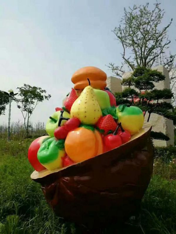 果篮雕塑观赏型，标识雕塑，苹果果篮雕塑展品