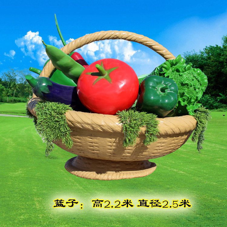 商业果篮雕塑标准，广场雕塑，玻璃钢果篮雕塑供给