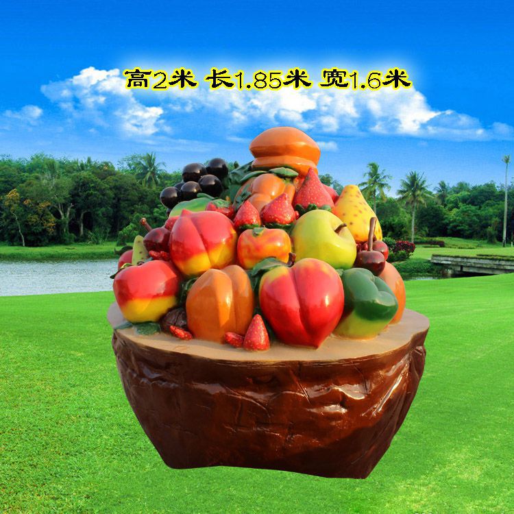 雕塑果篮精选，中式工艺，苹果果篮雕塑供给