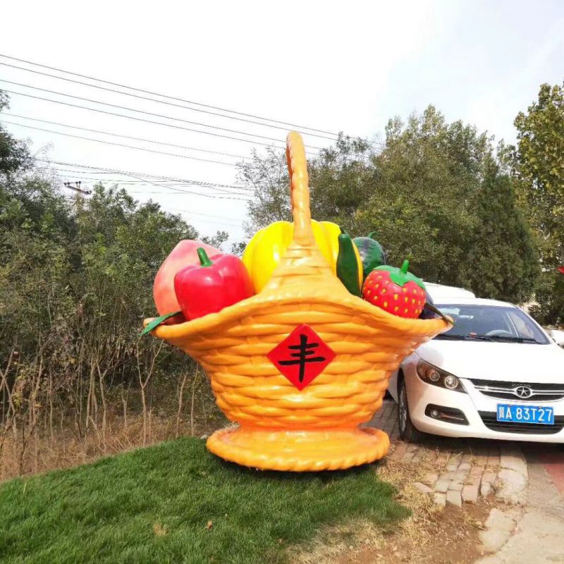 广场果篮雕塑精选，室外软装，抽象水果果篮雕塑精选