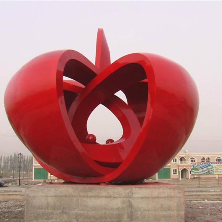 几何苹果雕塑 庭院仿真雕塑 彩绘摆件 几何苹果雕塑 庭院仿真雕塑 彩绘摆件